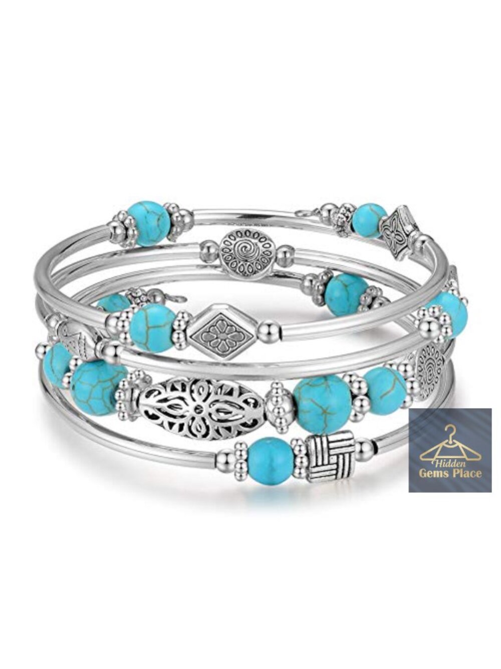 Layered Wrap Bangle Bracelet Natural Agate Stone Wraparound